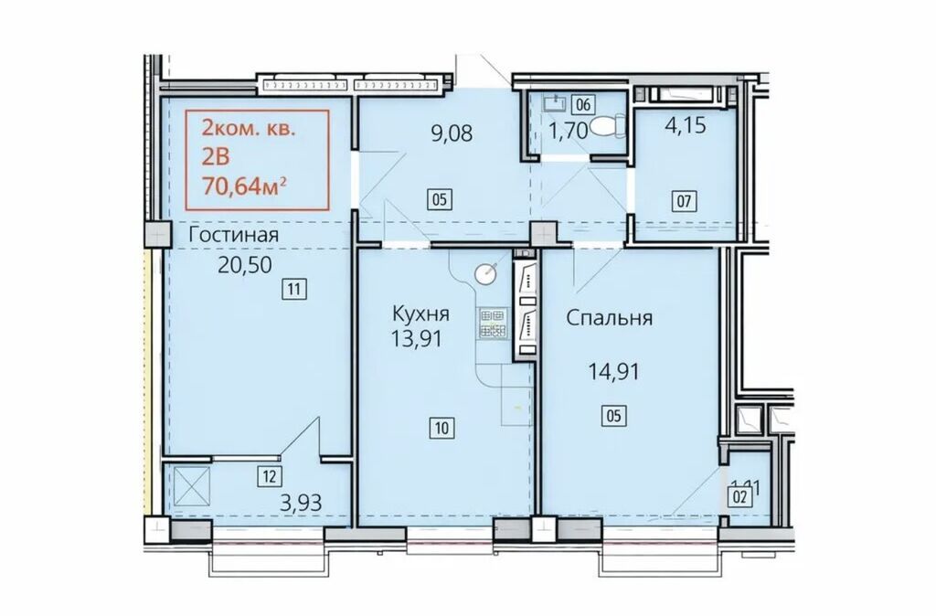 ПРОДАЮ! Полноценную 2-комнатную квартиру 70,64 м² в современном ЖК: фото 1
