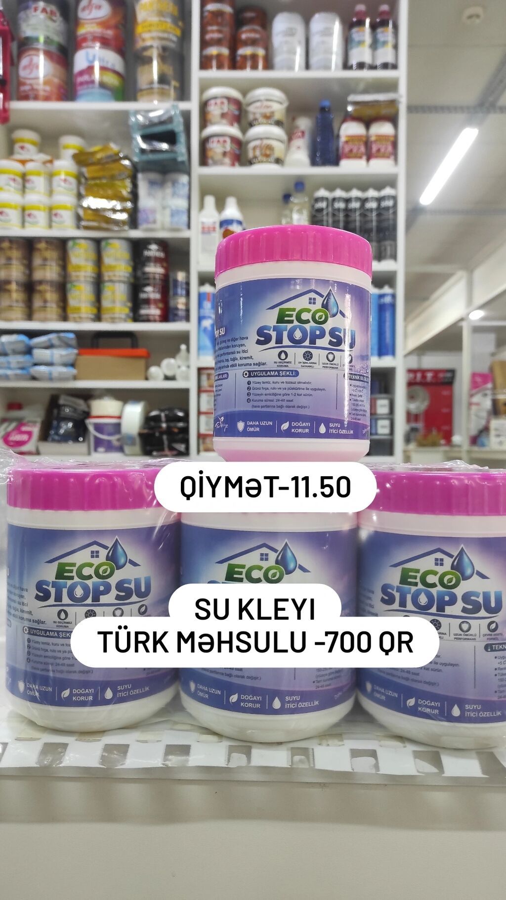 Məhsul: ECO STOP SU – Su kleyi (Türkiyə istehsalı) Xüsusiyyətlər: -