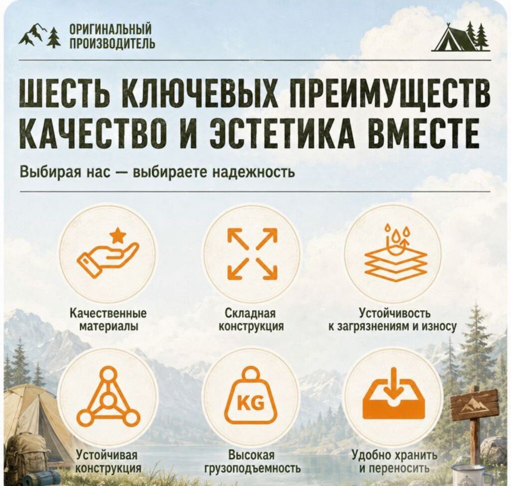 Складной туристический стол Camping Table Pro 120×55 см + 4 стула — — фото 6