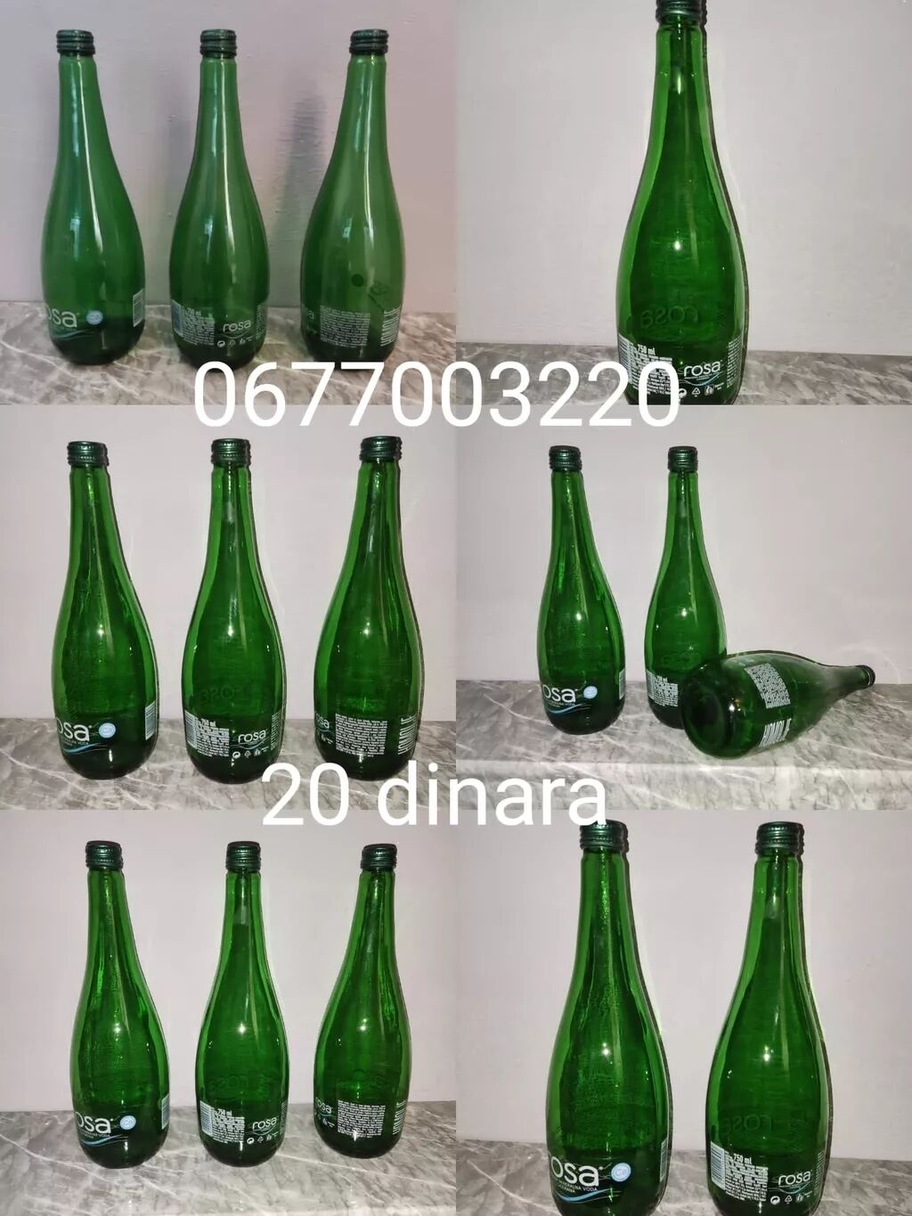 Ostalo posuđe: Staklene flaše 0,75 od Rosa vode sa zavijačima koji dobro dihtuju i