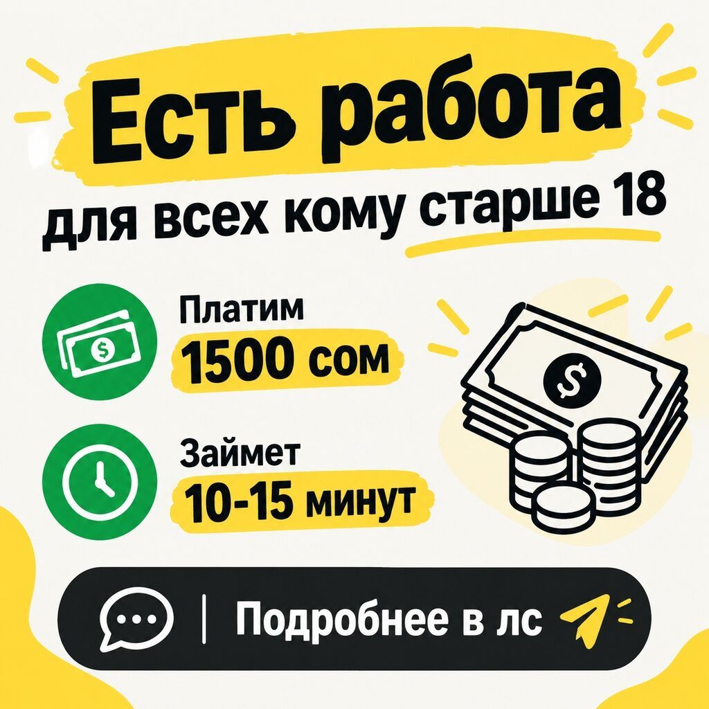 Разовая подработка в Бишкеке (1500 сом)