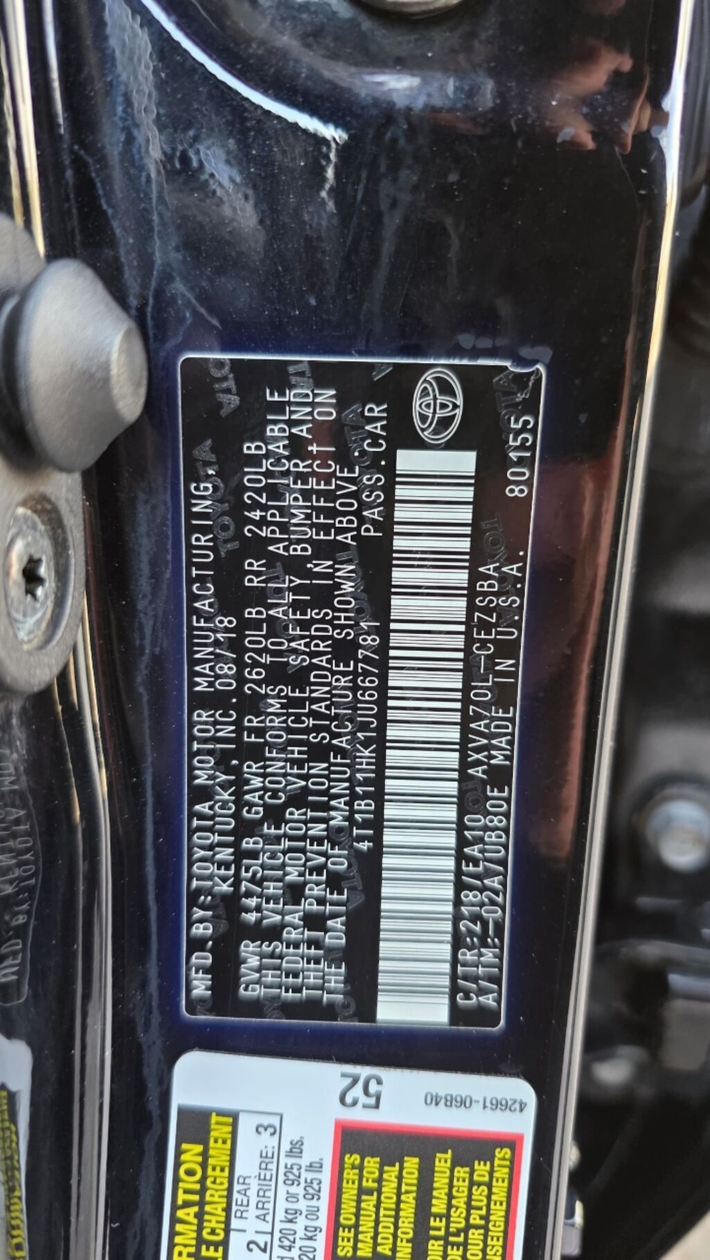 Toyota Camry: 2018 г., 2.5 л, Автомат, Бензин, Седан: фото 6